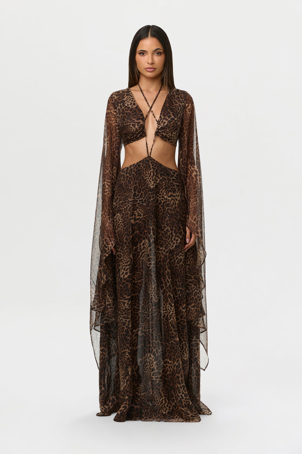 Chiffon Print Cutout Maxi
