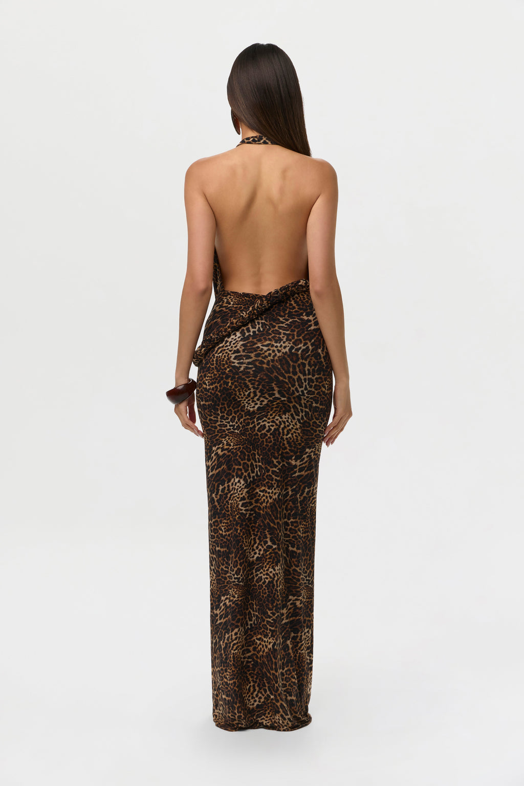 Naked Print Halter Braid Maxi Dress