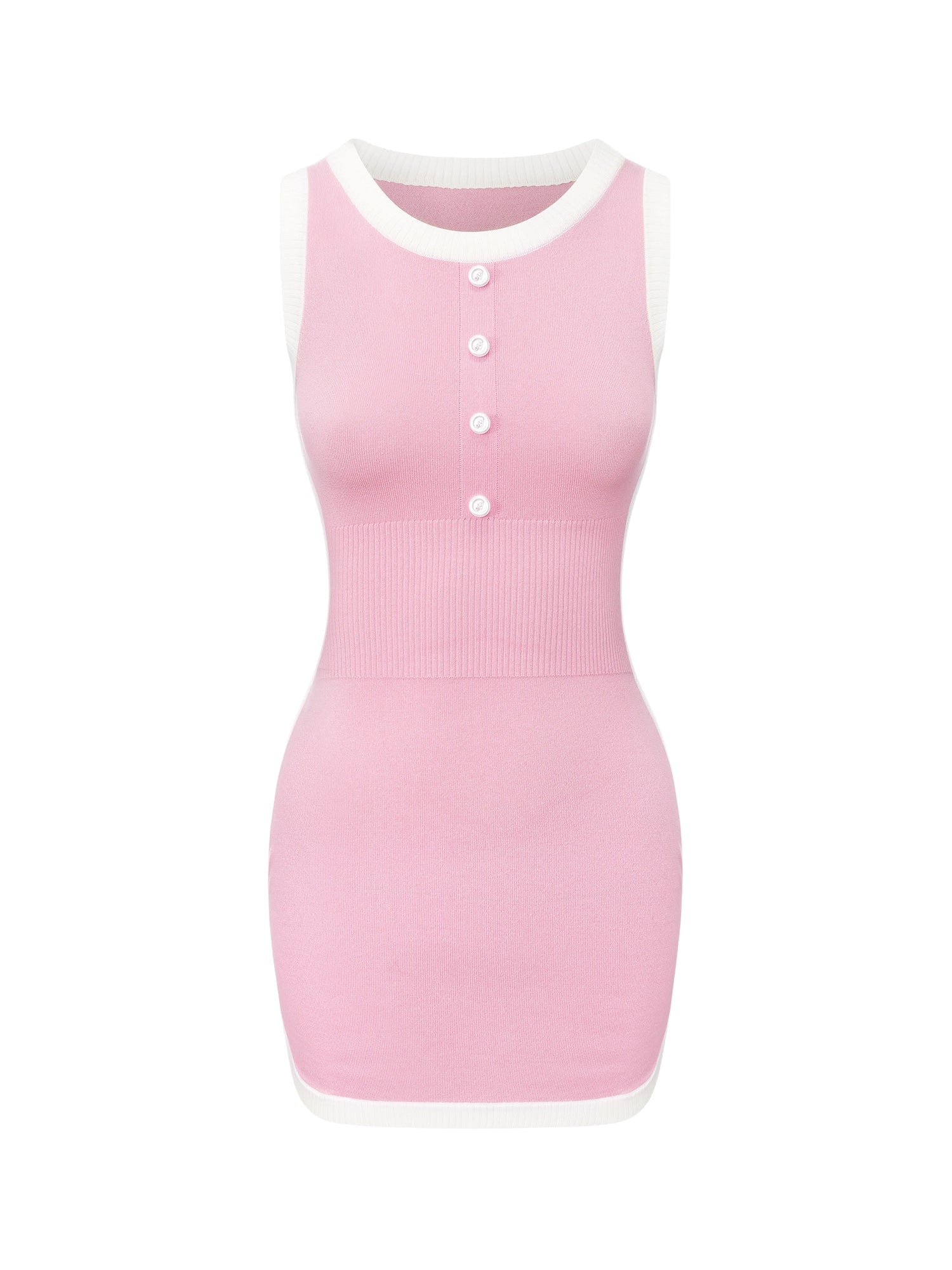 Wilhelmina Contrast-Trim Knit Pink Mini Dress -Final Sale