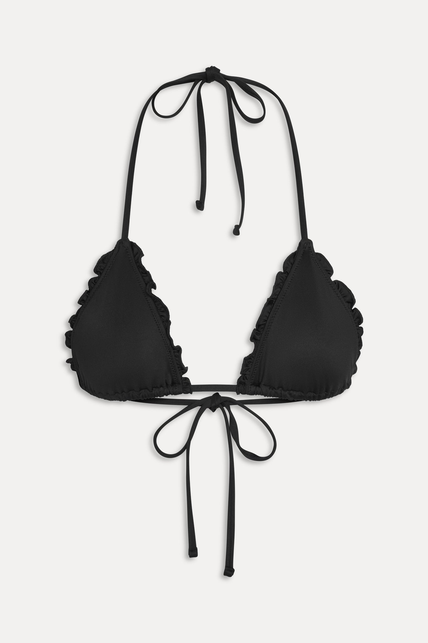 Nick Ruffle Triangle Bikini Top - Black
