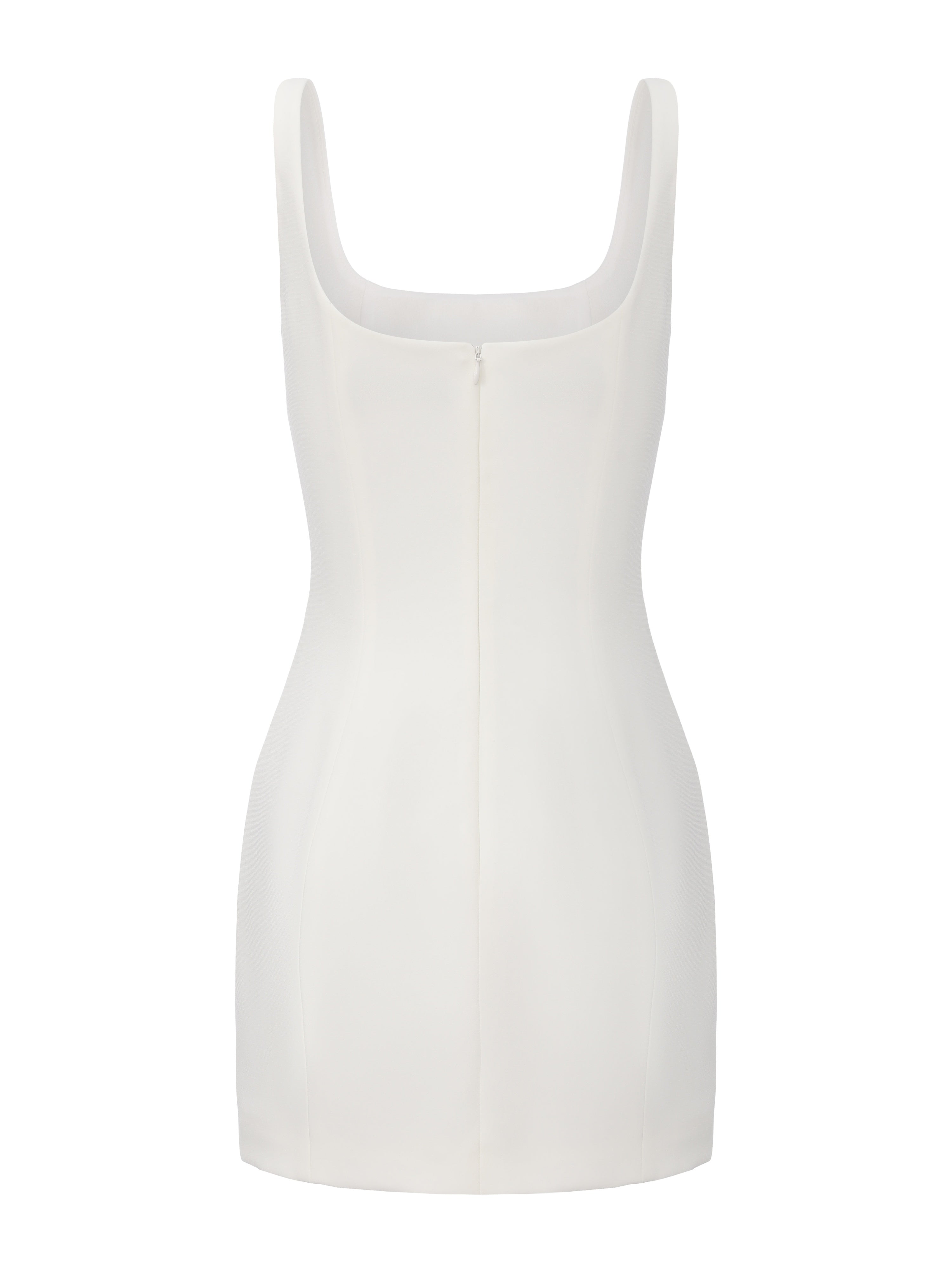 Sera Crystal-Button White Dress