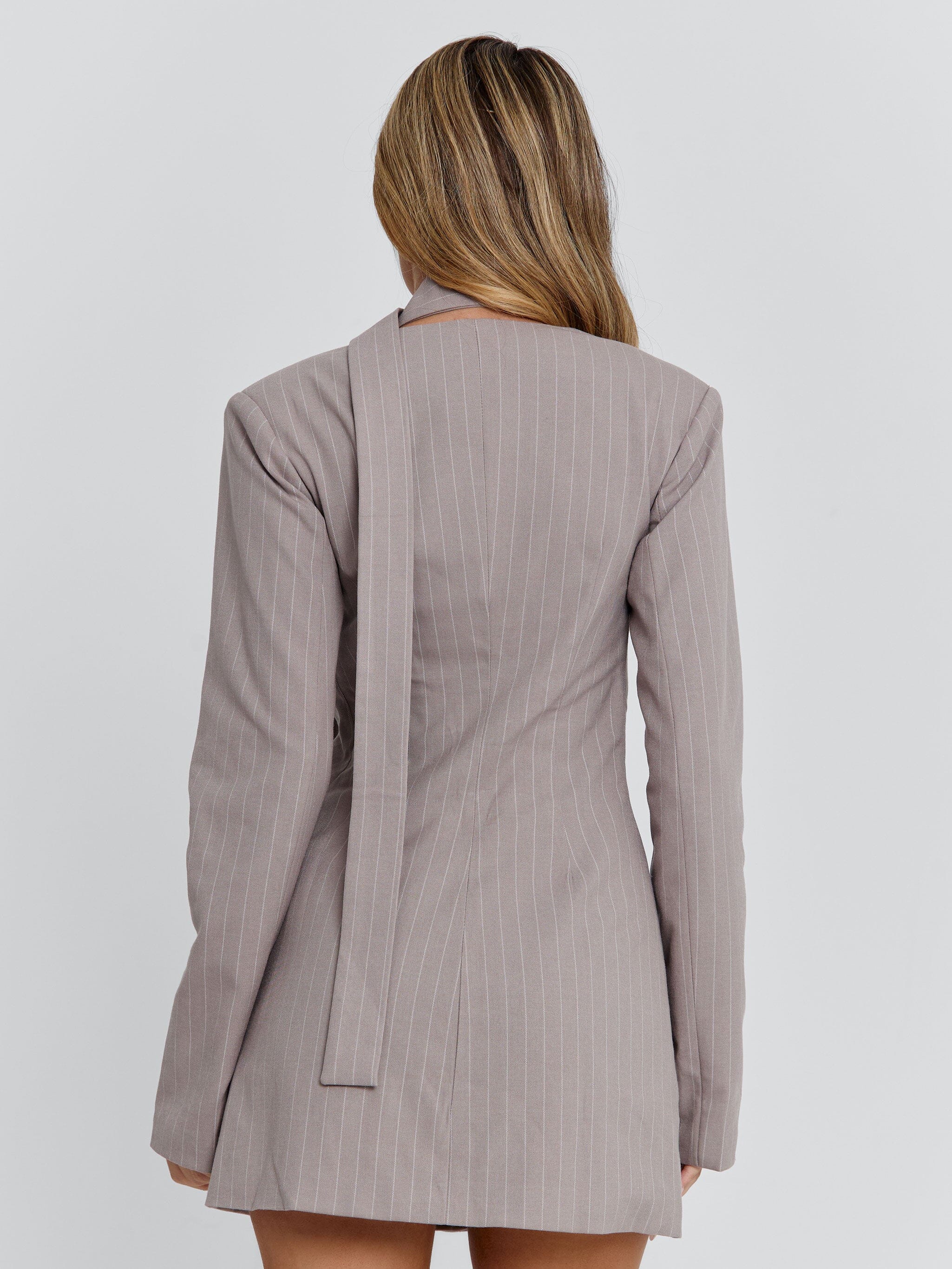 Rehnee Blazer Grey Pinstripe