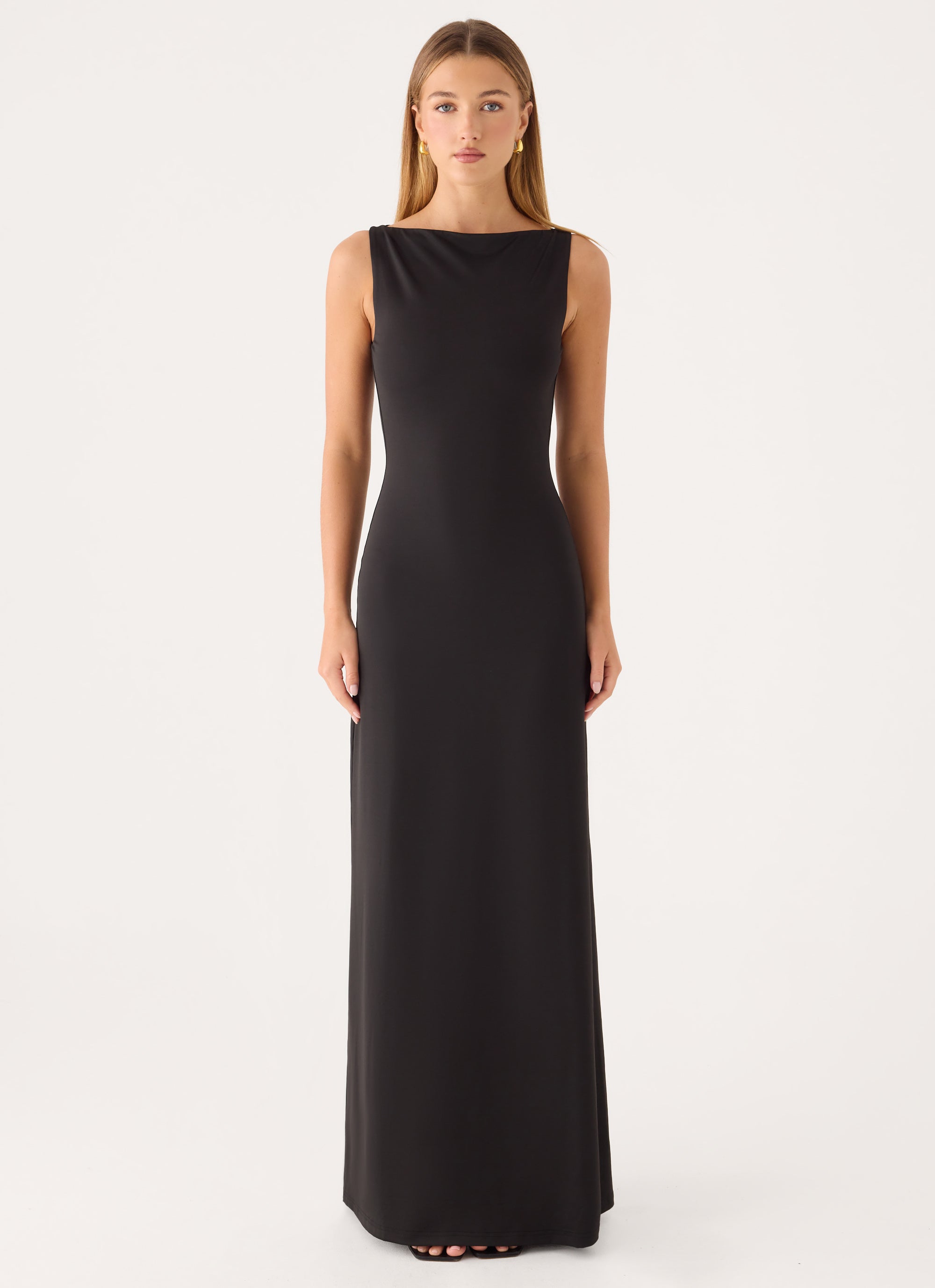 Ravelle Mesh Back Maxi Dress - Black