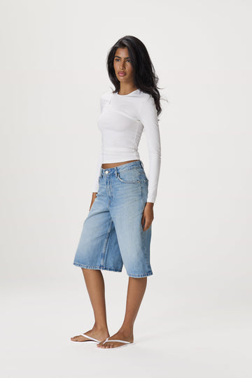 Lenzie Layered Long Sleeve Top in White