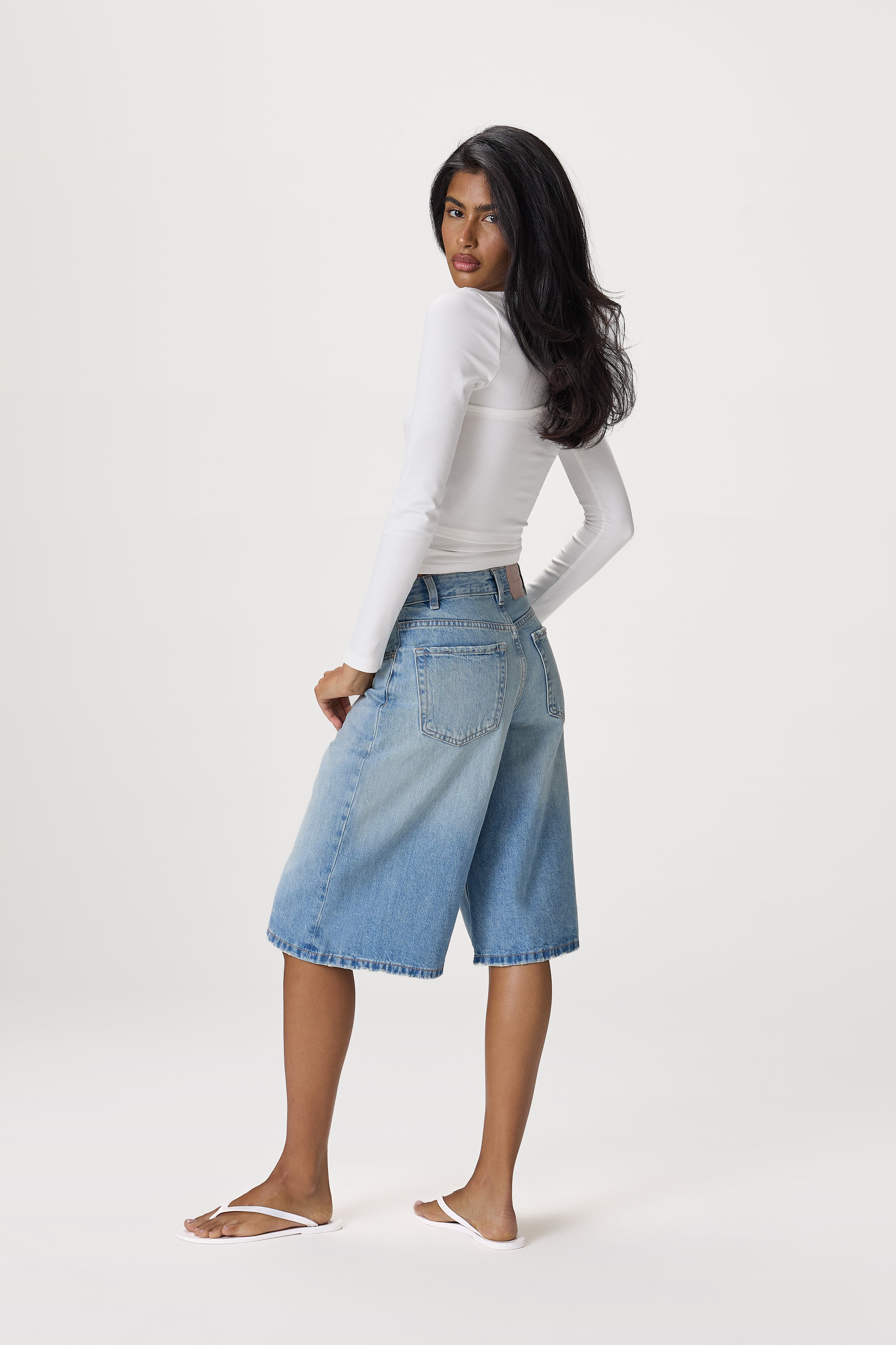 Lenzie Layered Long Sleeve Top in White