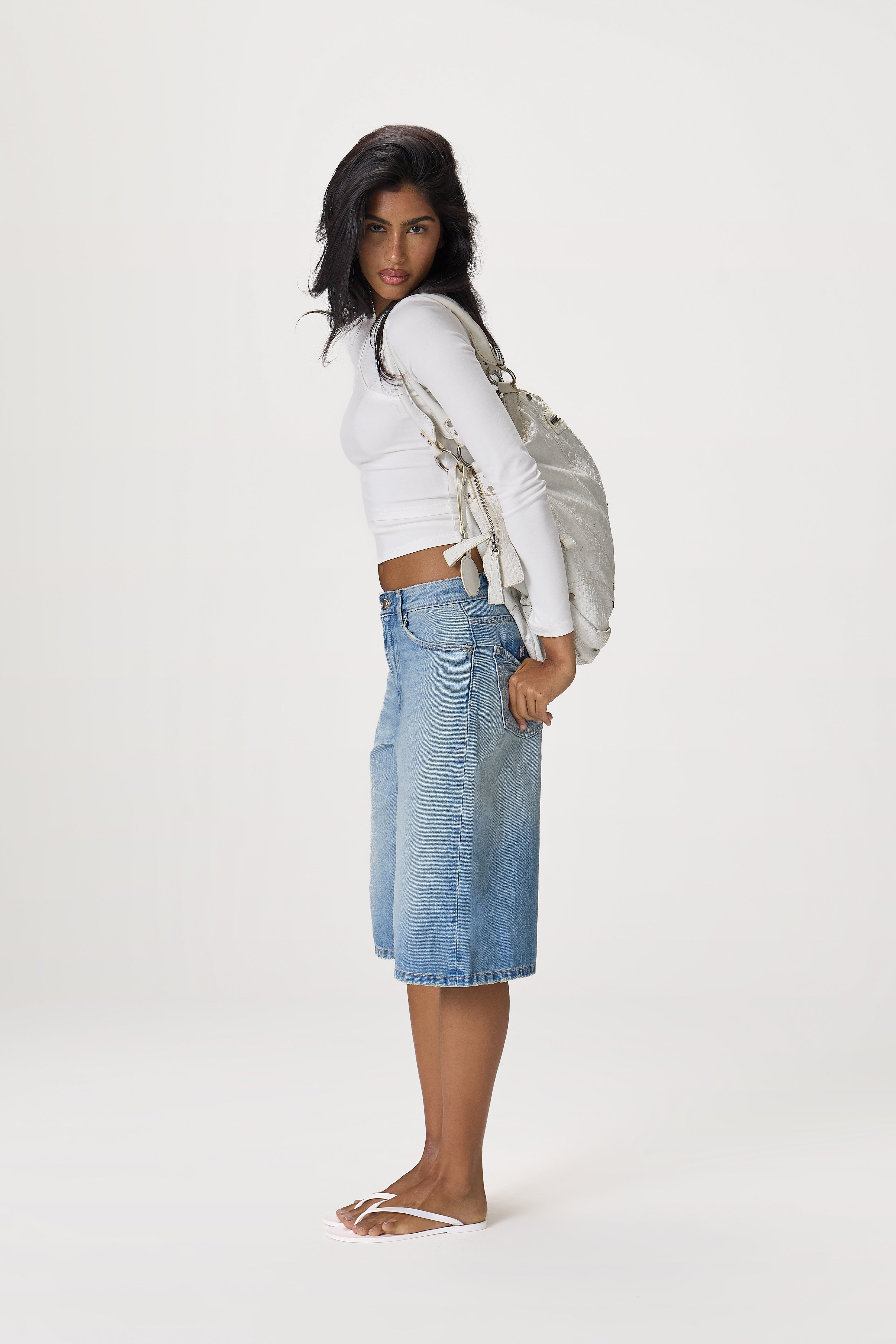 Lenzie Layered Long Sleeve Top in White