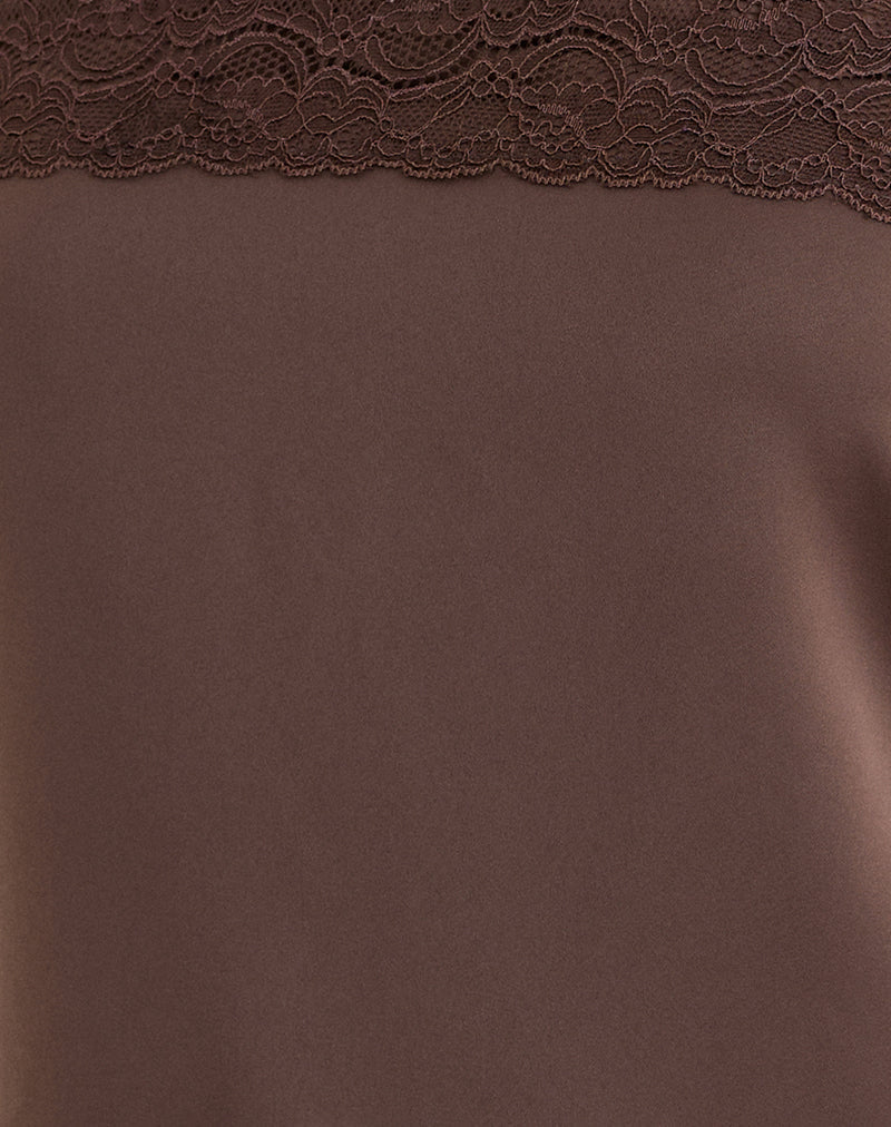 Sakya Bandeau Mini Dress in Satin Brown