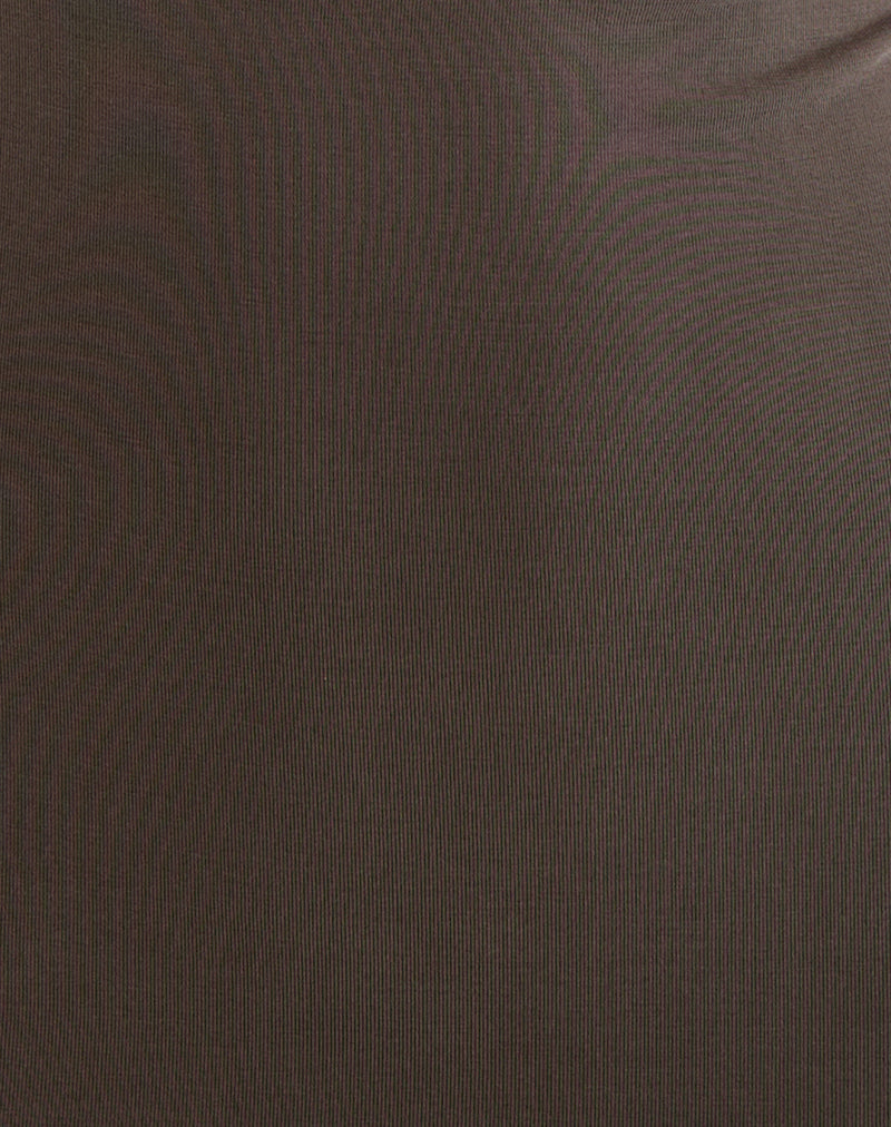Sanyu Plunge Maxi Dress in Cupro Dark Brown
