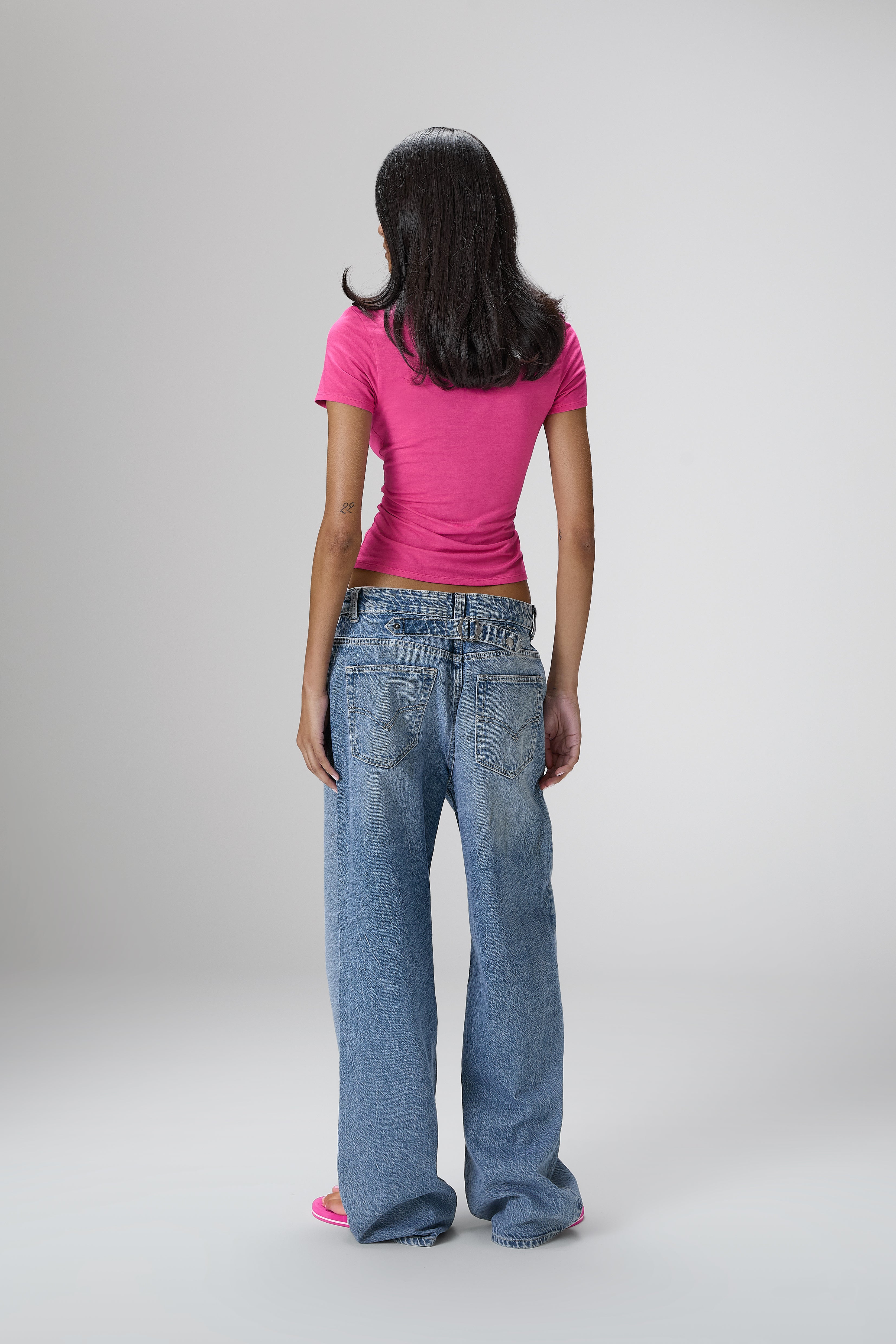 Lovers Stretch Baby Tee in Hottest Pink