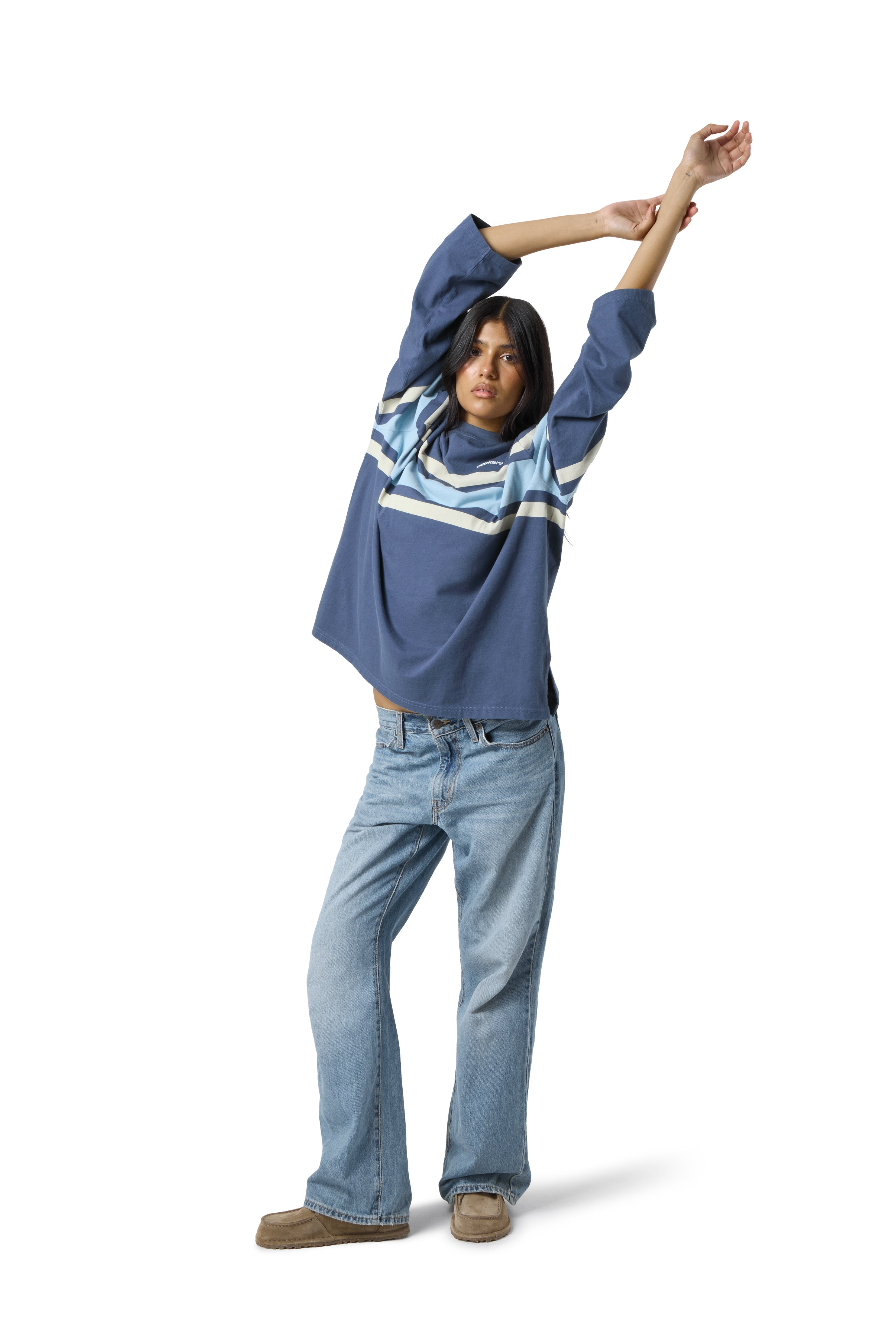 Boardwalk Long Sleeve Tee in Mid Blue