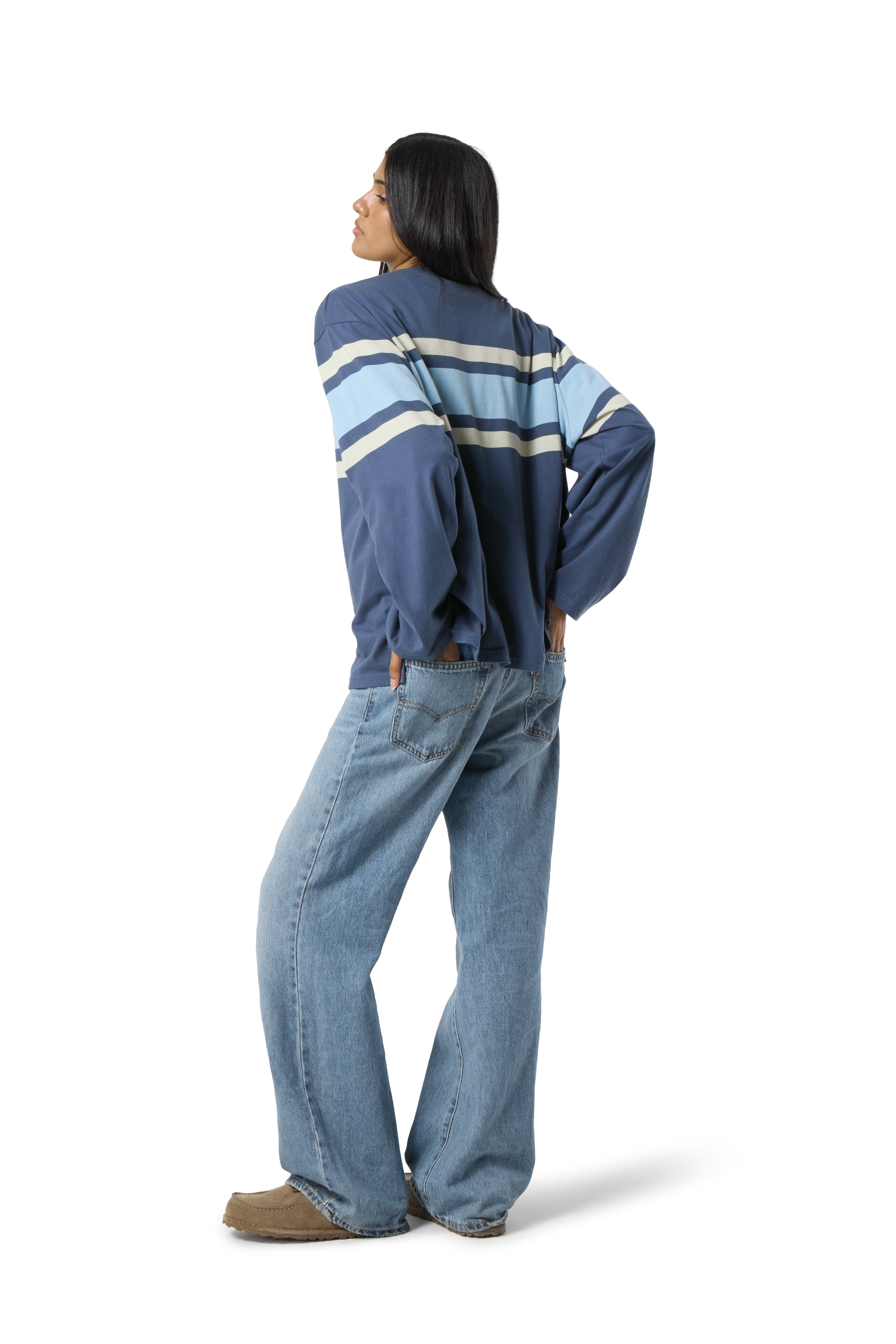 Boardwalk Long Sleeve Tee in Mid Blue