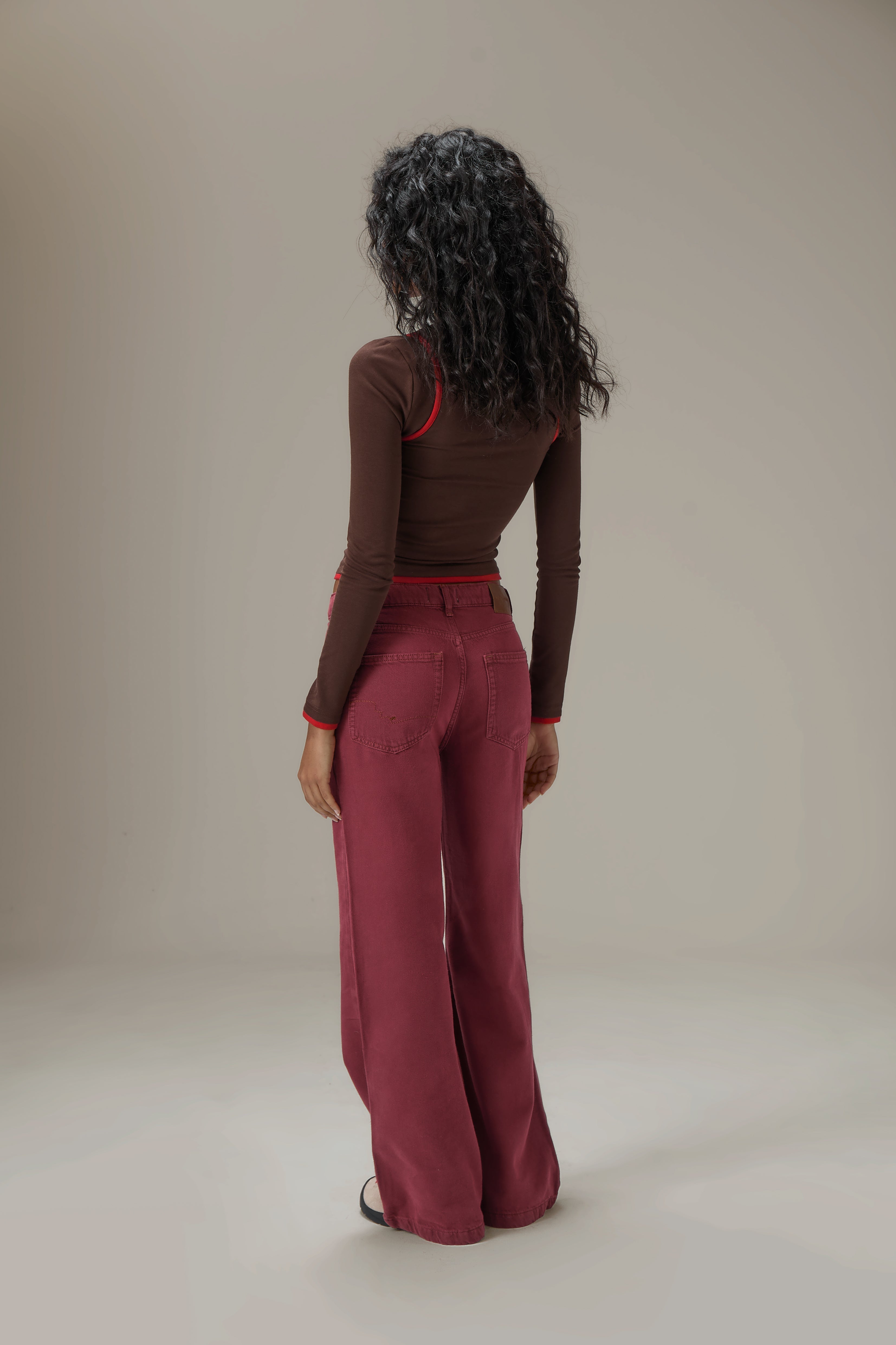 Huggie Layered Long Sleeve Top in Brown