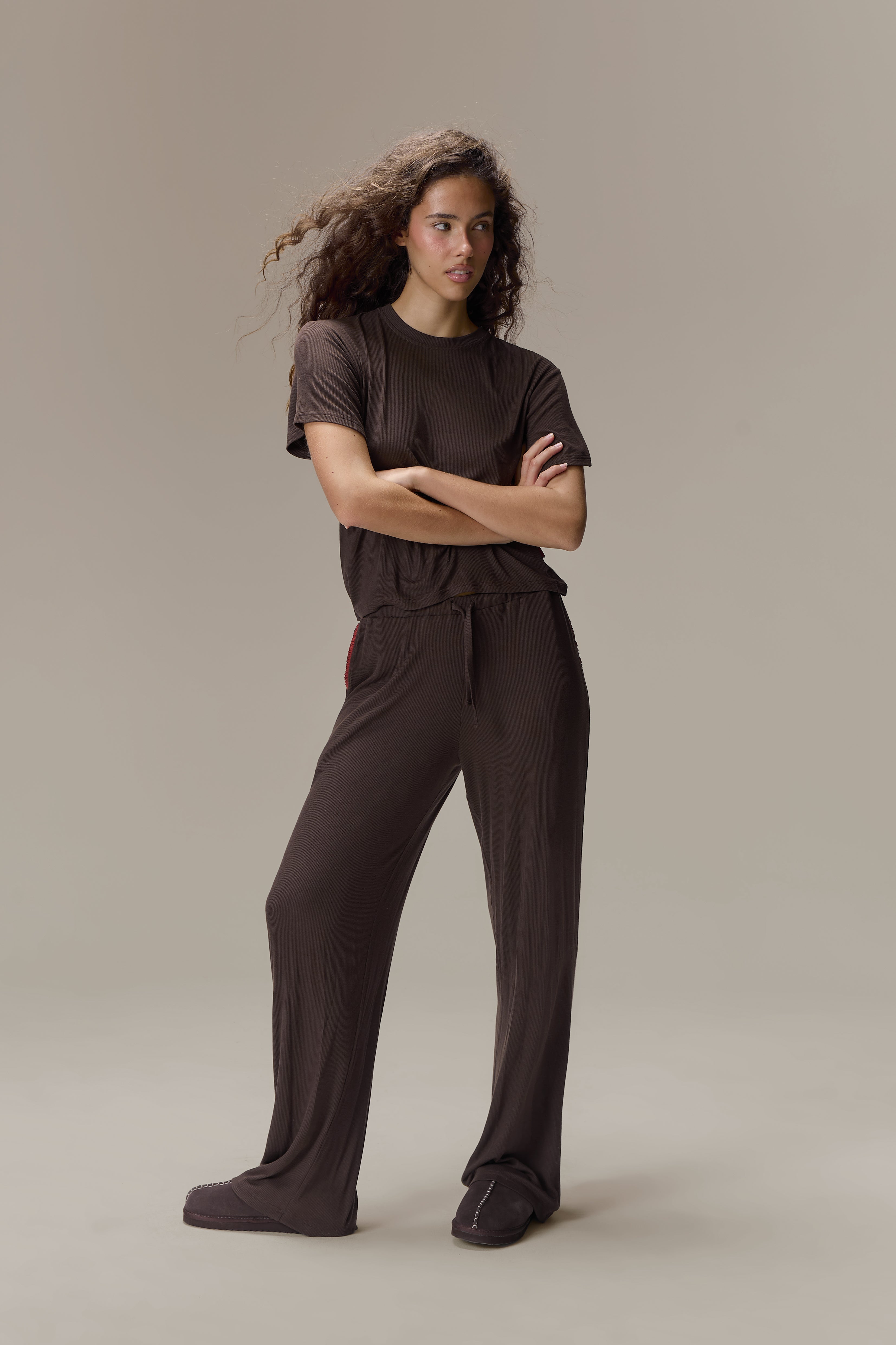 Seekers Sleepwear Modal Jersey Tee in Brown