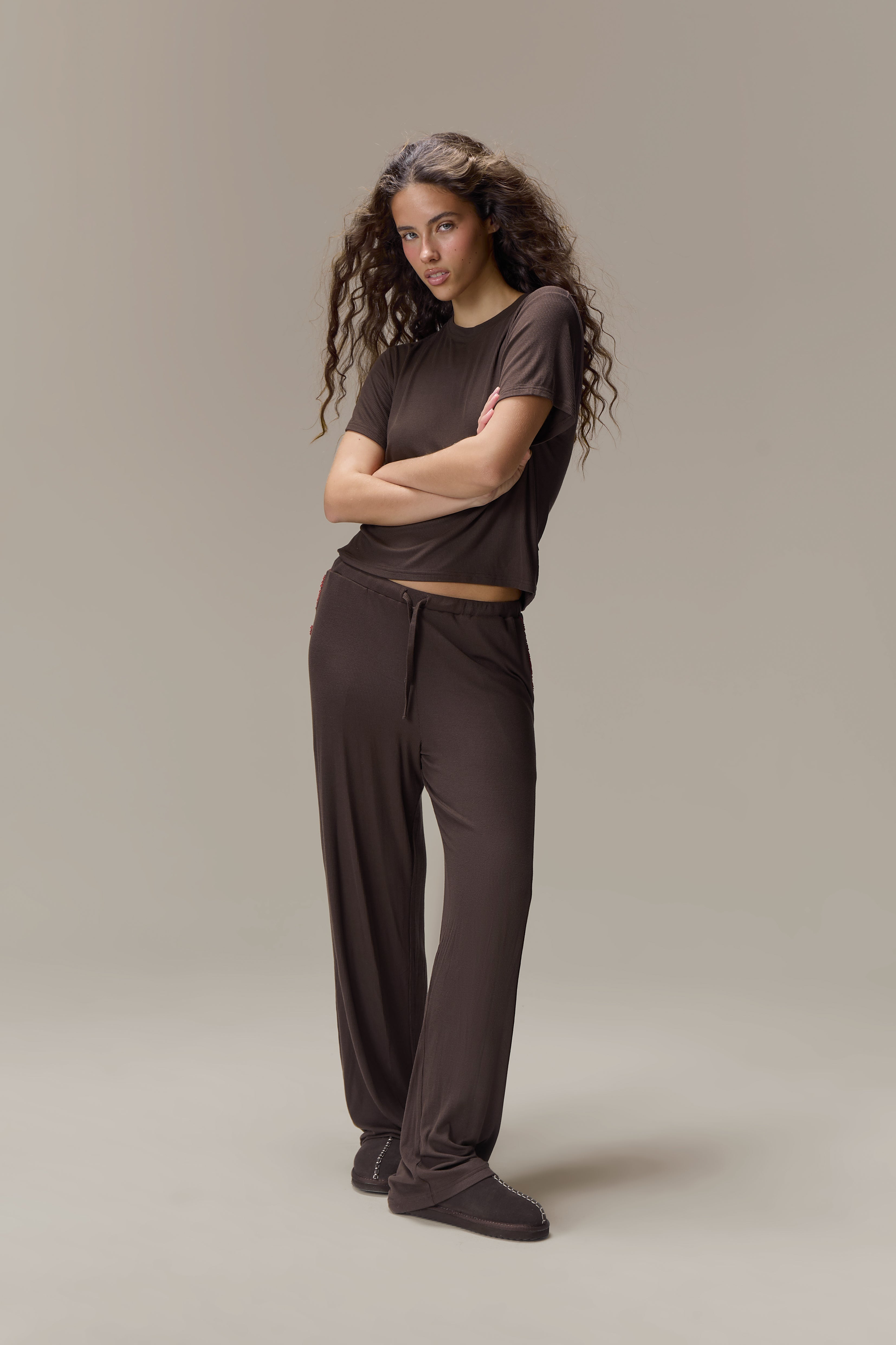 Seekers Sleepwear Modal Jersey Tee in Brown