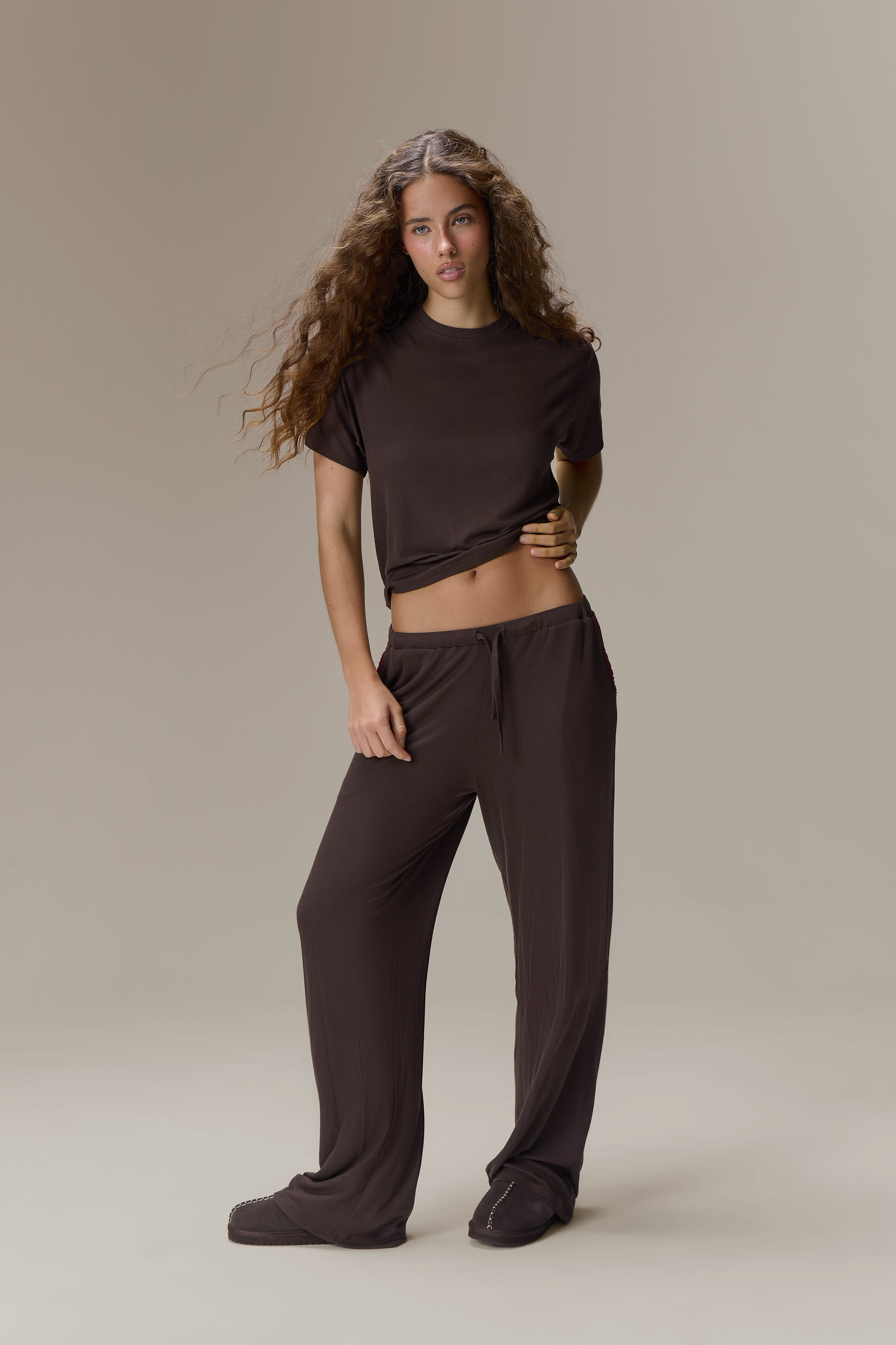 Seekers Sleepwear Modal Jersey Tee in Brown