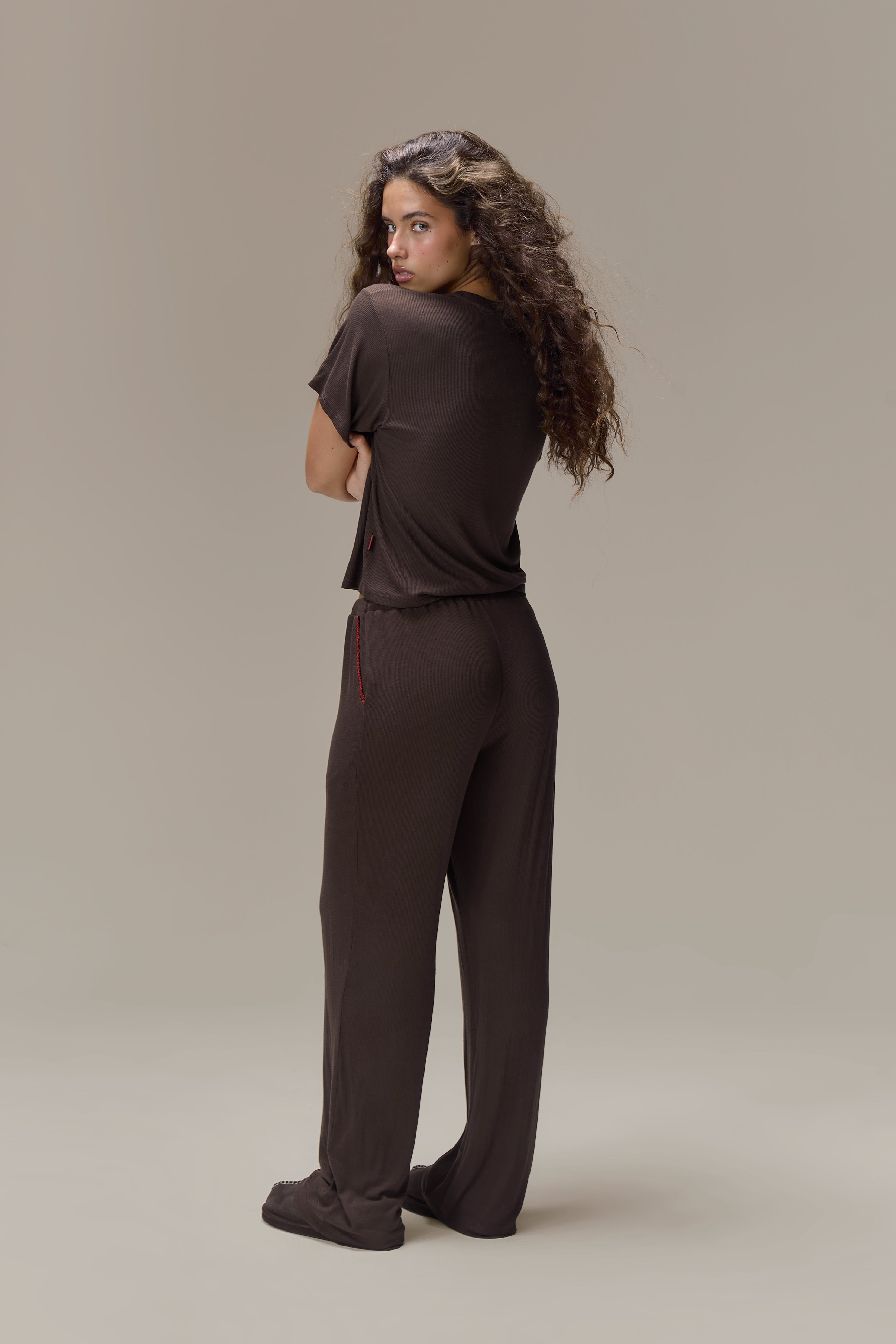 Seekers Sleepwear Modal Jersey Tee in Brown