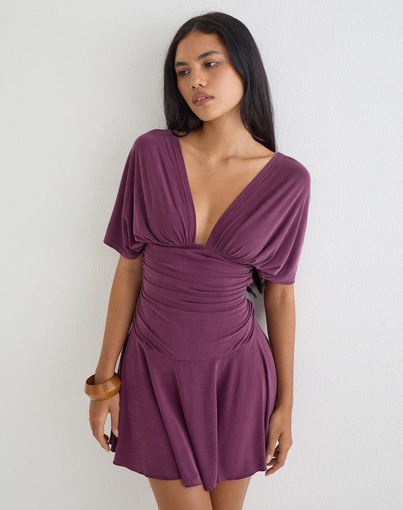 Sunmi Mini Dress in Cupro Deep Purple