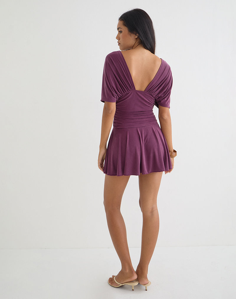 Sunmi Mini Dress in Cupro Deep Purple