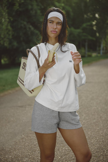 Seekers Long Sleeve Oversized Tee in White