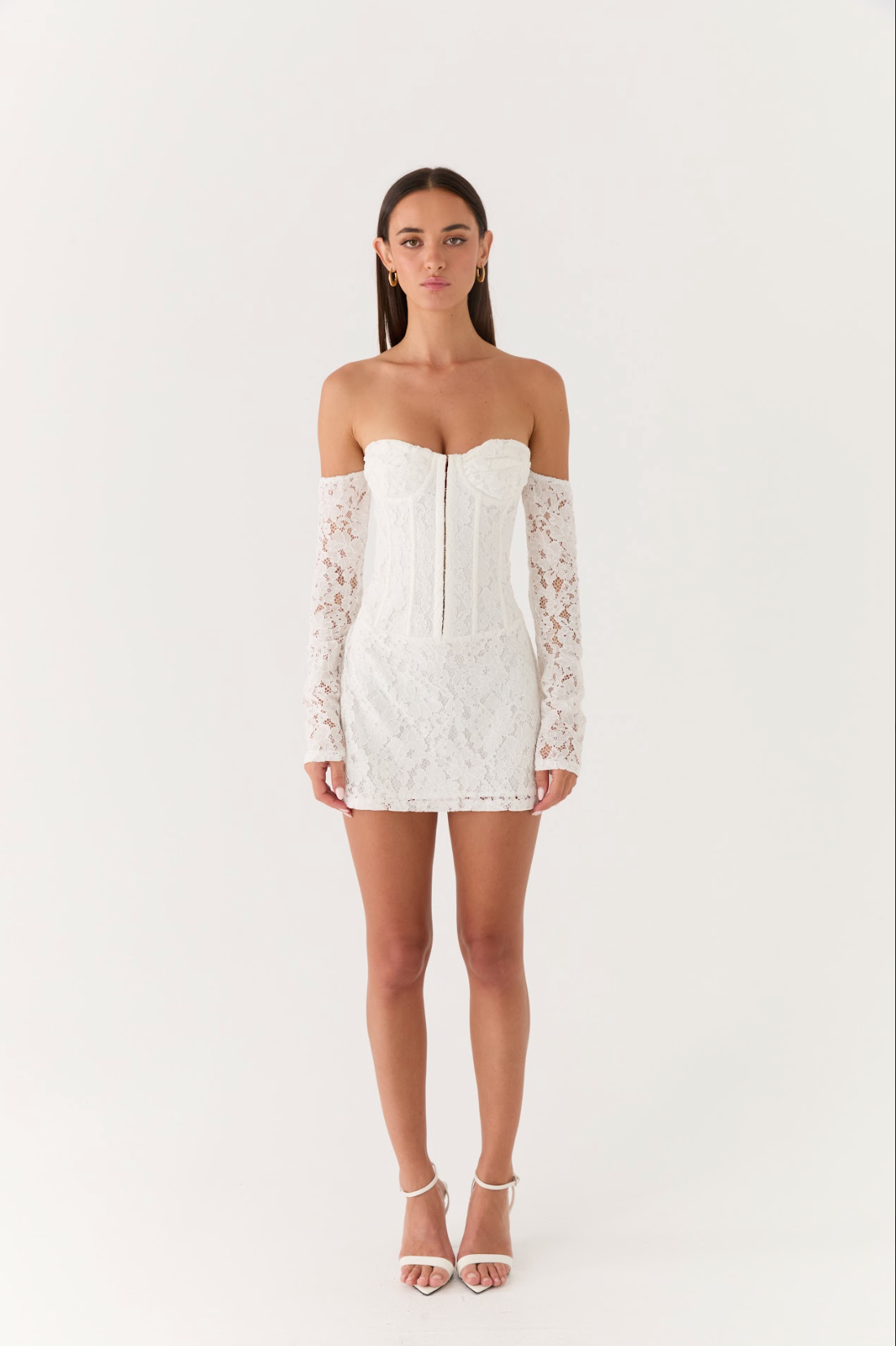 Already Know Lace Long Sleeve Mini Dress - White