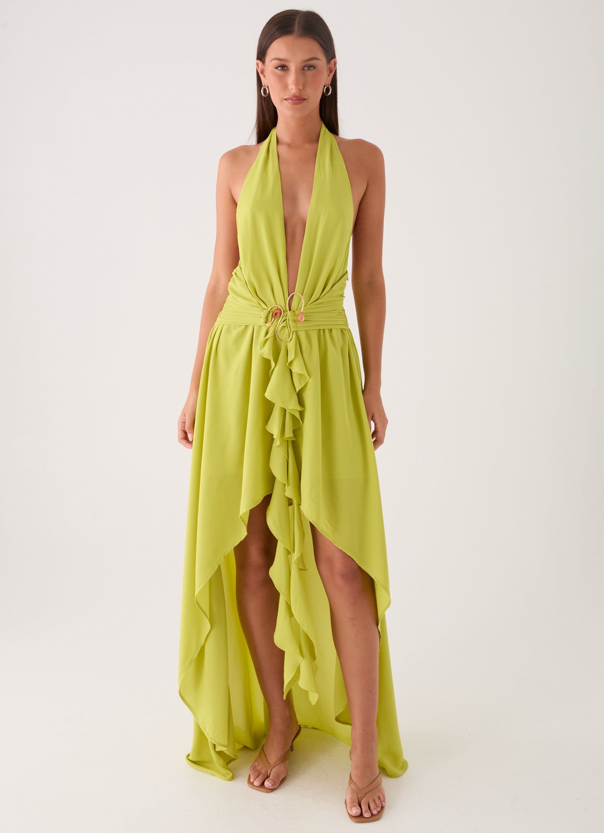 Sinead Halter Maxi Dress - Lime