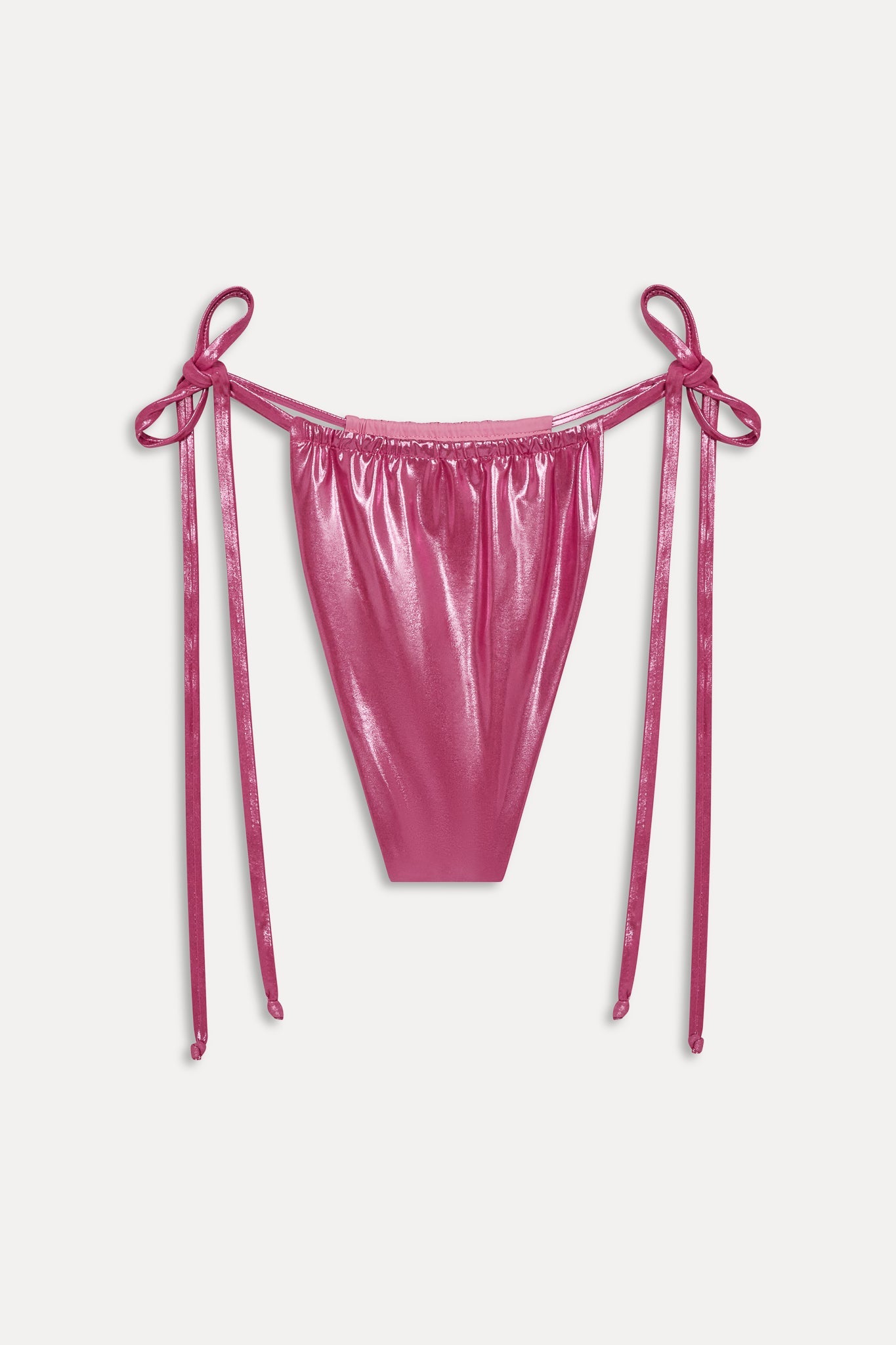 X Khy Tia String Metallic Bikini Bottom - Pink Chrome