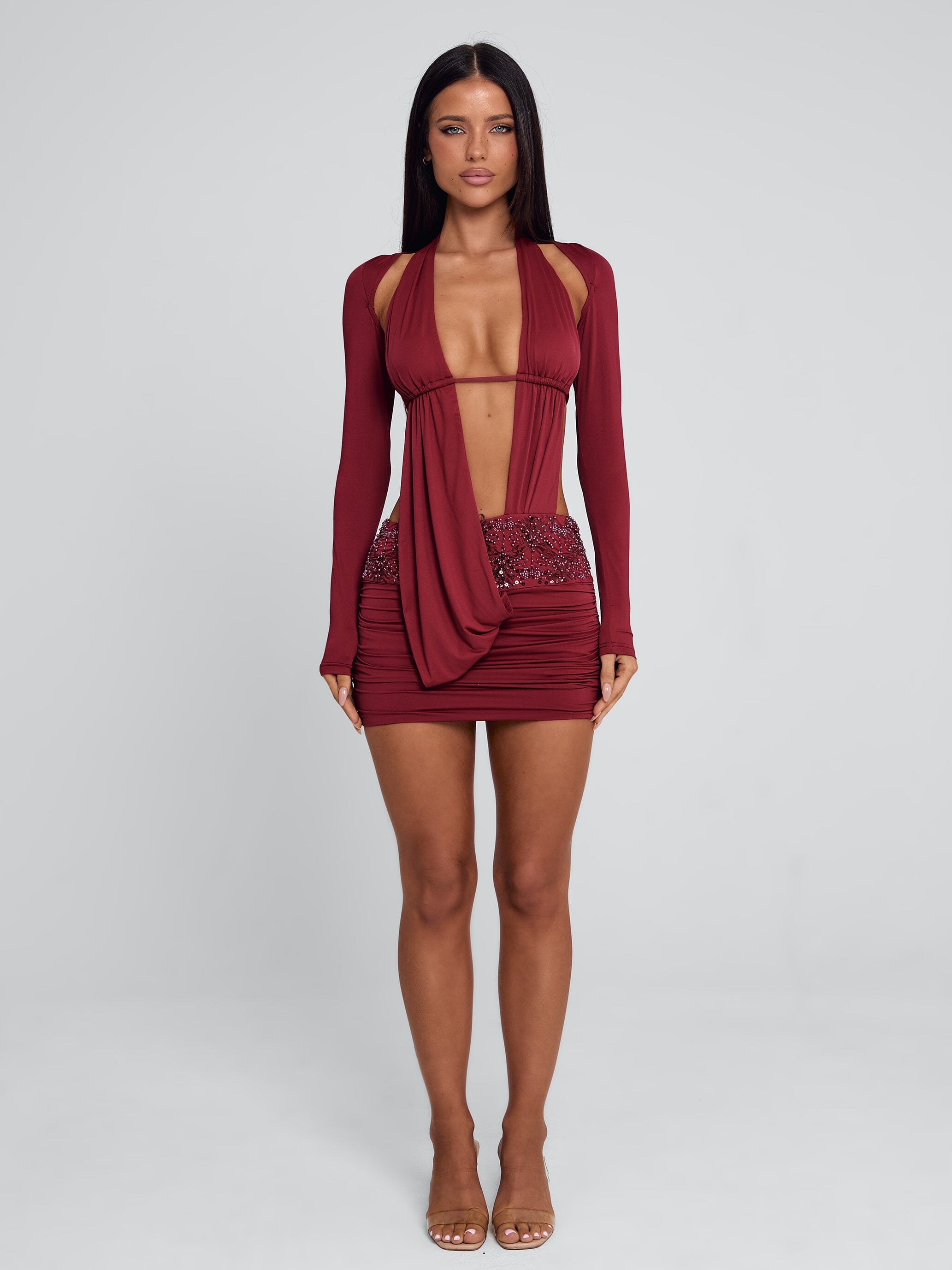 Venari Mini Dress Burgundy