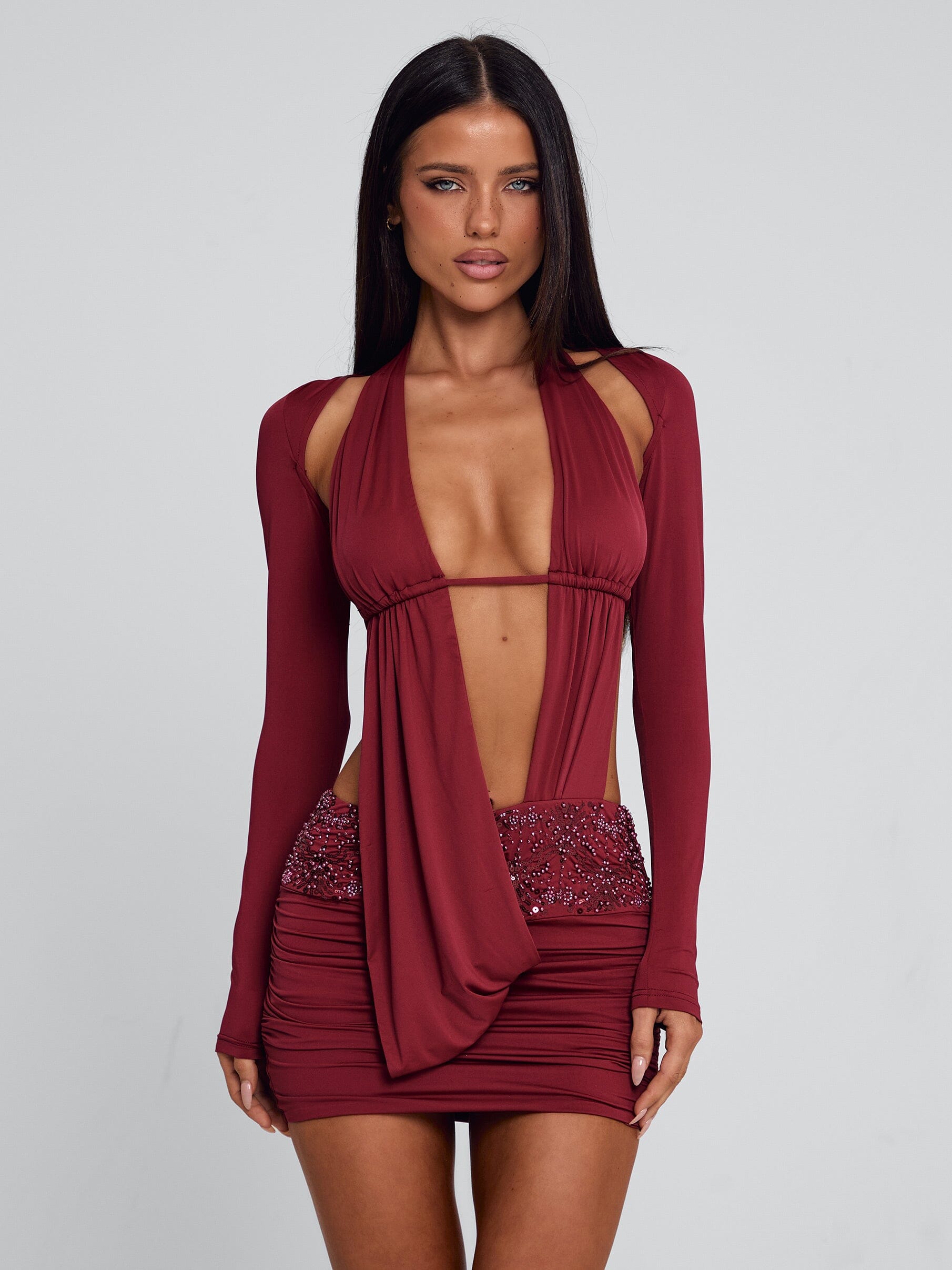 Venari Mini Dress Burgundy