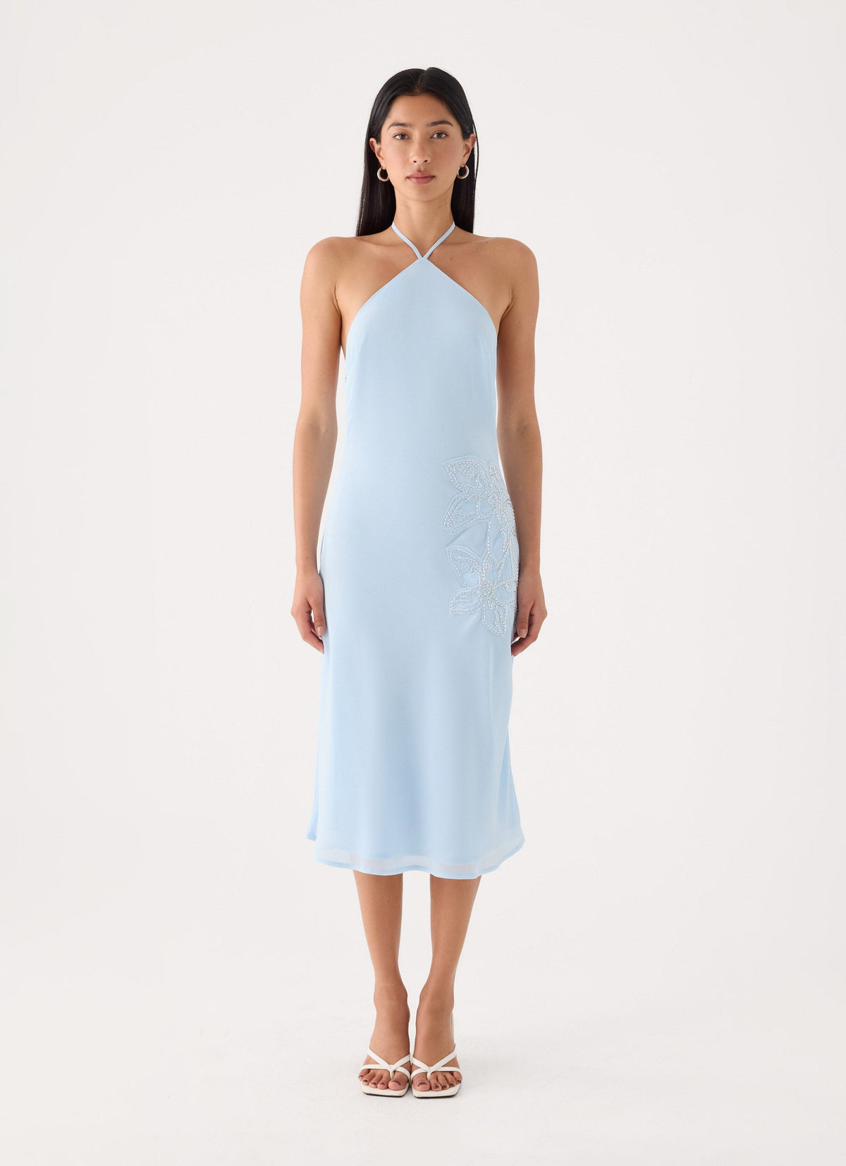 Valeska Beaded Midi Dress - Blue