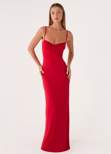 Vamonos Maxi Dress - Cherry Red