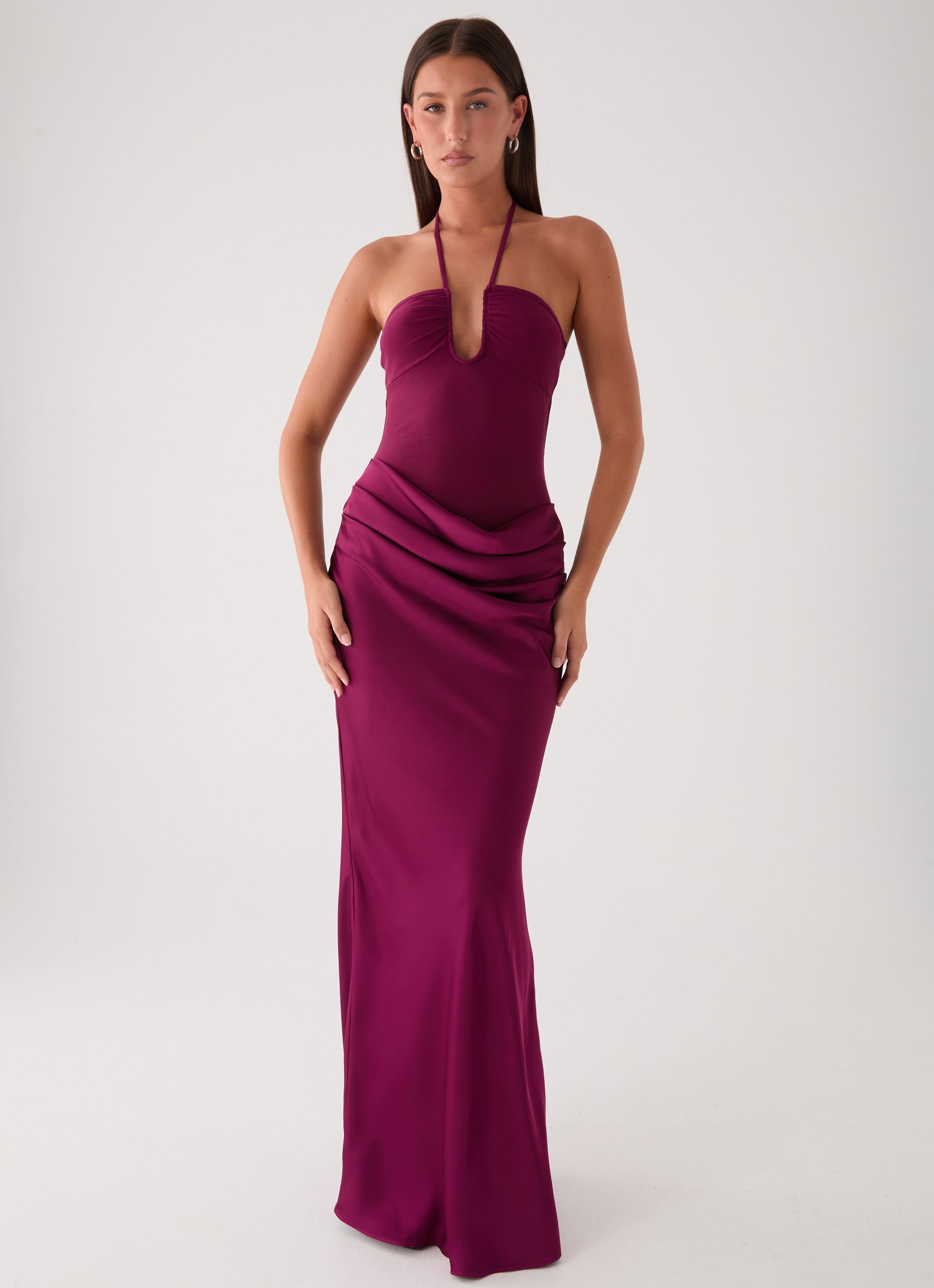 Verner Halter Maxi Dress - Plum