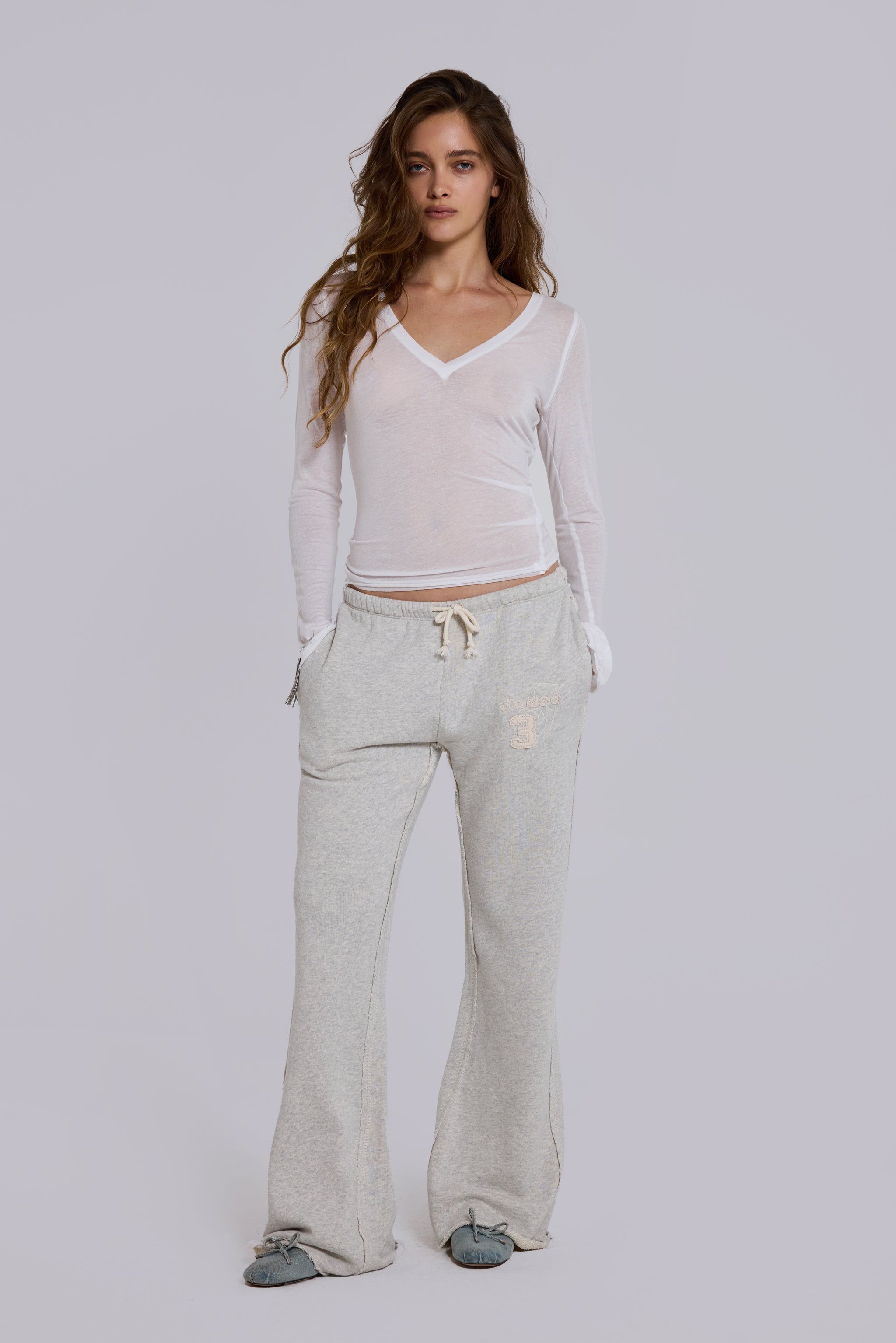 White Mist V Neck Top