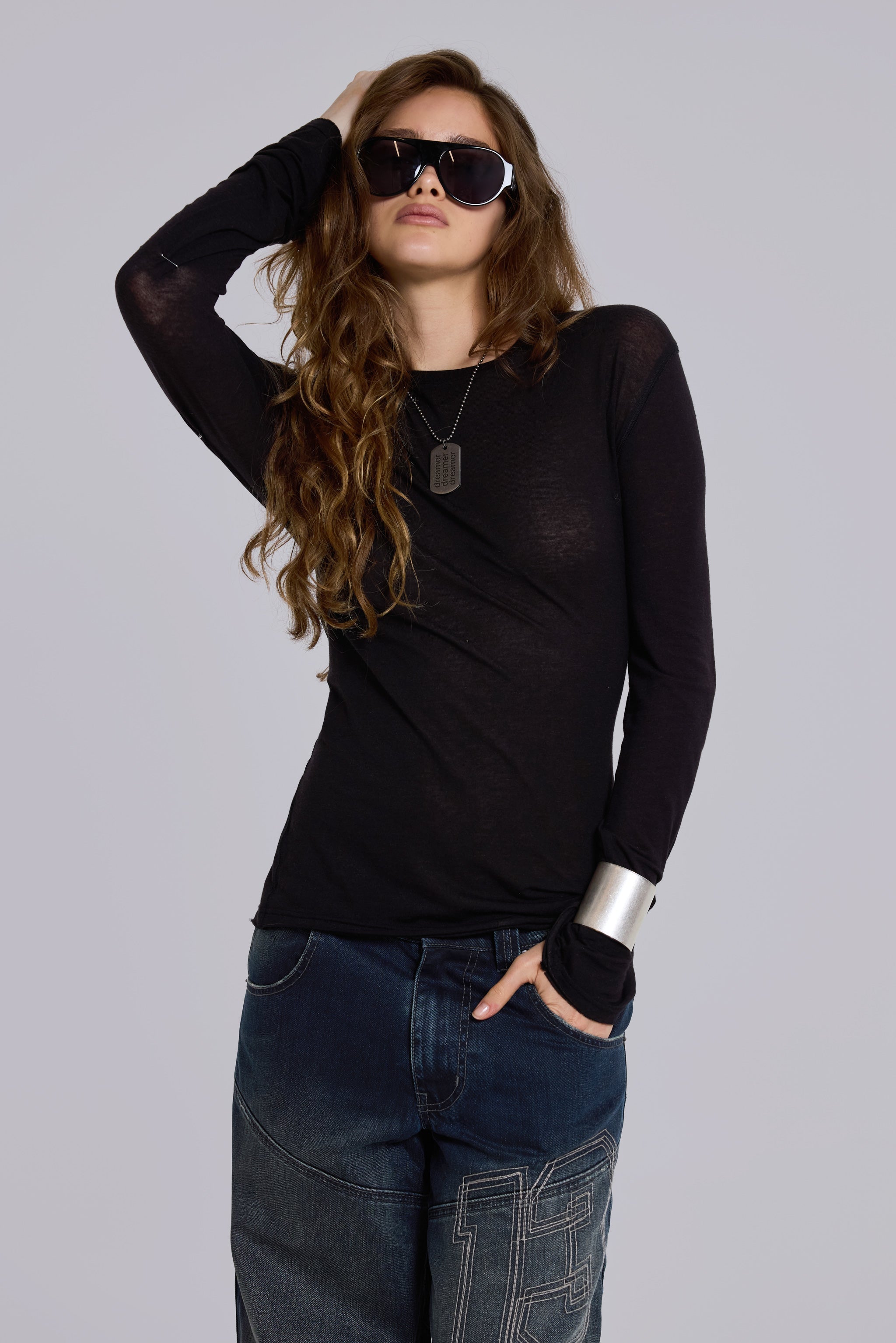 Black Mist Long Sleeve Top