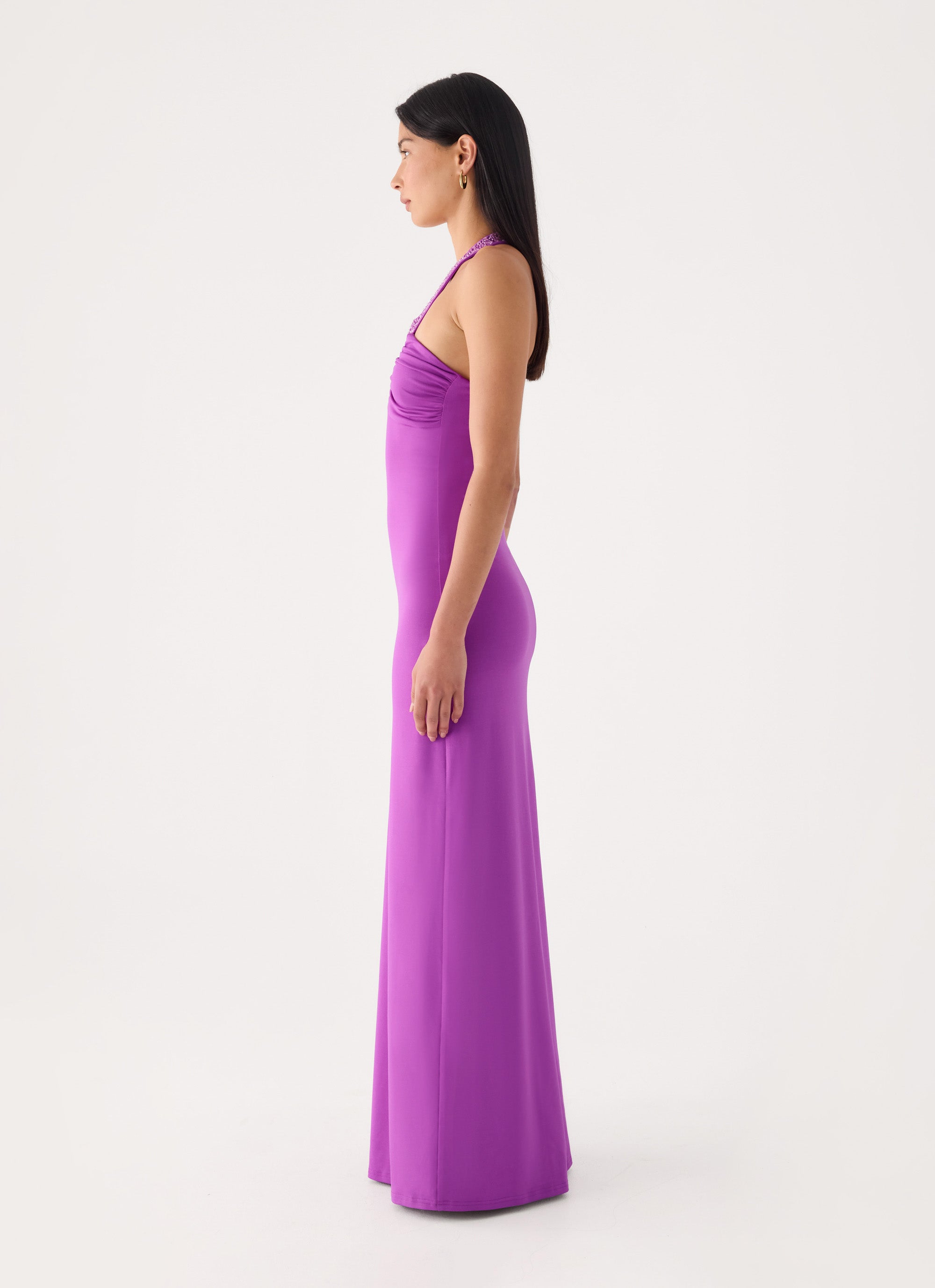 Yamila Beaded Strap Maxi Dress - Purple