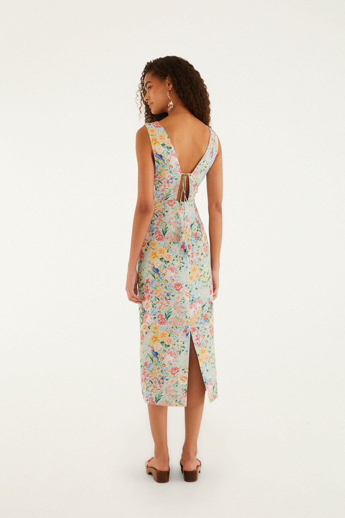 Multicolor Rendeira 3D Bodice  Midi Dress