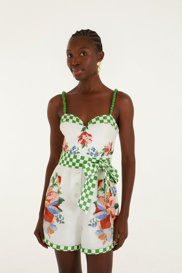 Off-White Calm Breeze Beaded Straps Belted Romper