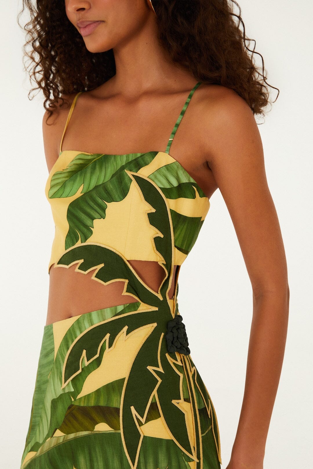 Soft Yellow Banana Leaves Maxi Dress