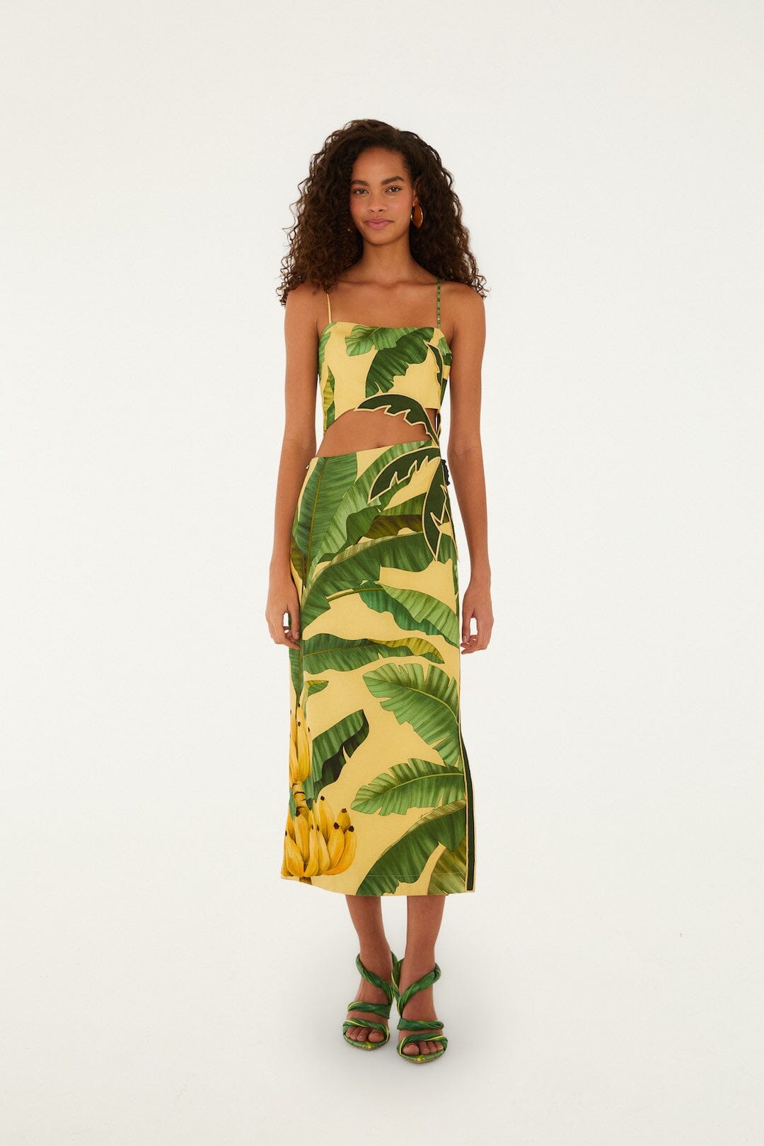 Soft Yellow Banana Leaves Maxi Dress