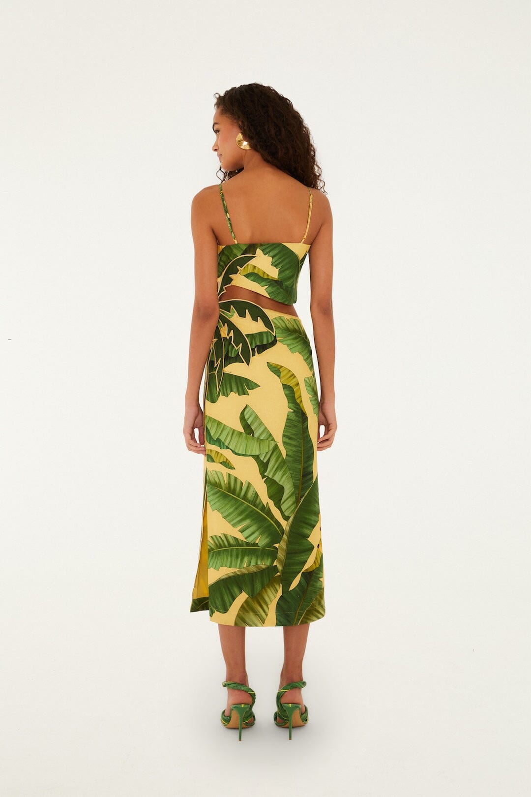Soft Yellow Banana Leaves Maxi Dress