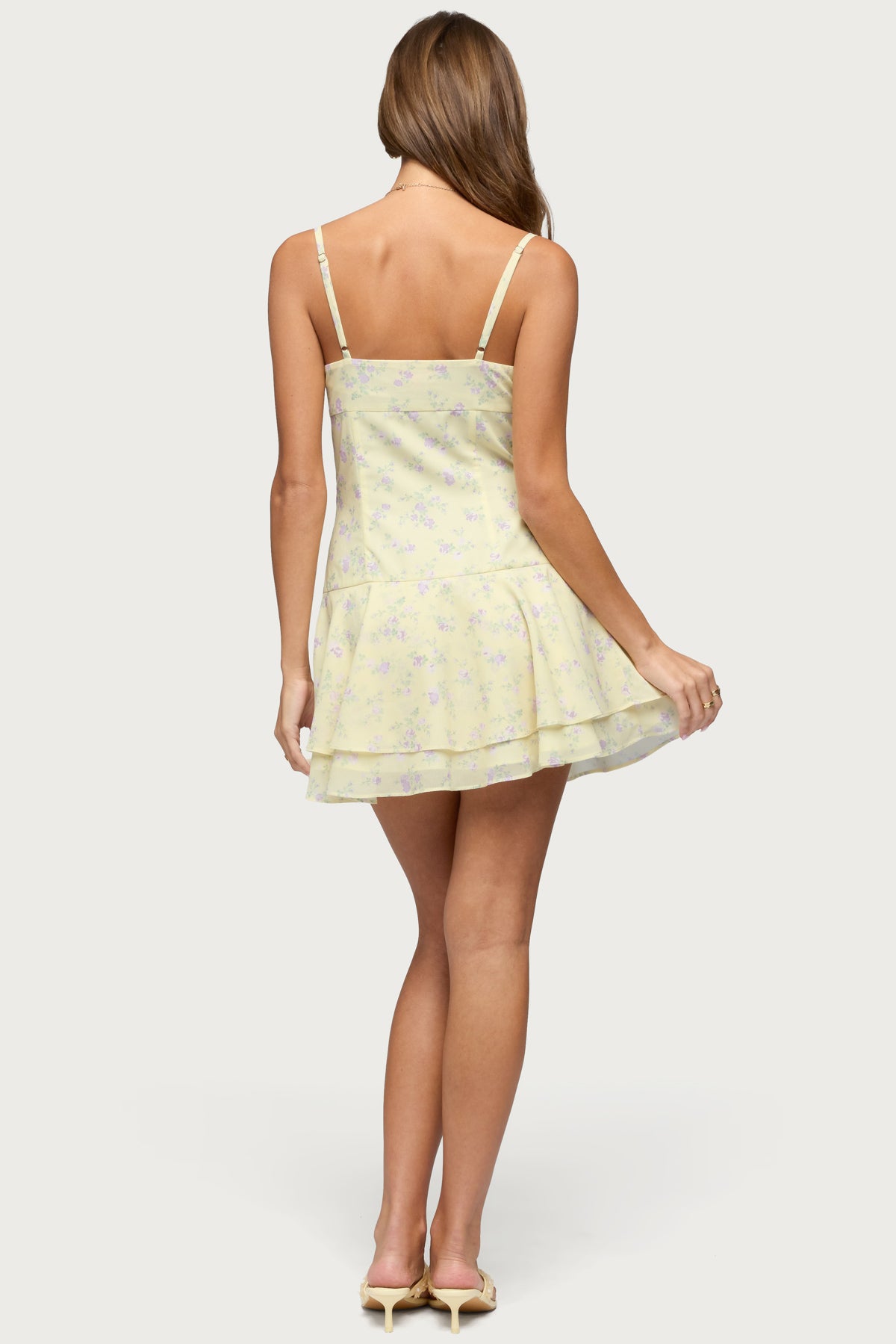 Polka Dot Cupped Satin Effect Mini Dress